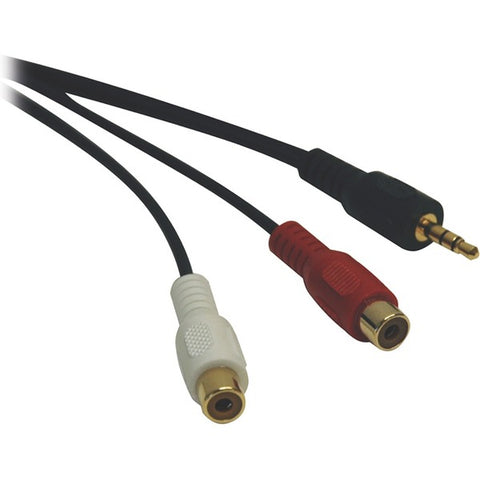 Tripp Lite 3.5 mm Mini Stereo to 2 RCA Audio Y Splitter Adapter Cable (M/F), 6 in