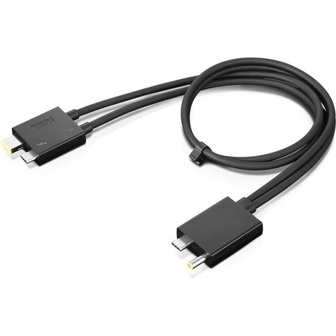Lenovo Lenovo Split Cable - Thunderbolt cable (M) (M) - Thunderbolt 3 - 2.2 ft - black - CRU - for ThinkCentre M90q Gen 3, ThinkPad L13 Yoga Gen 3, P1 Gen 5, T14s Gen 3, X1 Carbon Gen 10