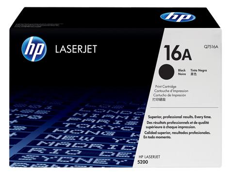 HP 16A (Q7516A) Black Original LaserJet Toner Cartridge (12000 Yield)